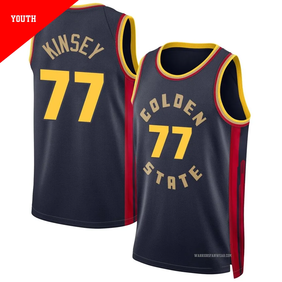 Taevion Kinsey ＃77 Golden State Warriors Swingman 2024/25 Youth Navy City Edition Jersey
