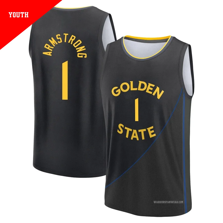 Taran Armstrong ＃1 Golden State Warriors 2024/25 Youth Fast Break Black Statement Edition Jersey