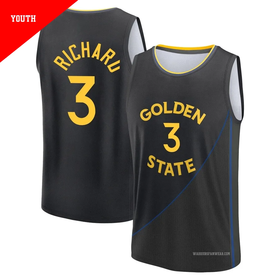 Will Richard ＃3 Golden State Warriors 2024/25 Youth Fast Break Black Statement Edition Jersey