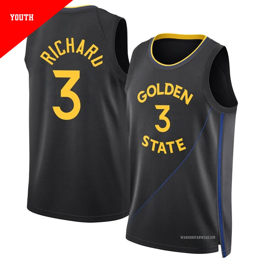 Will Richard ＃3 Golden State Warriors Swingman 2024/25 Youth Black Statement Edition Jersey