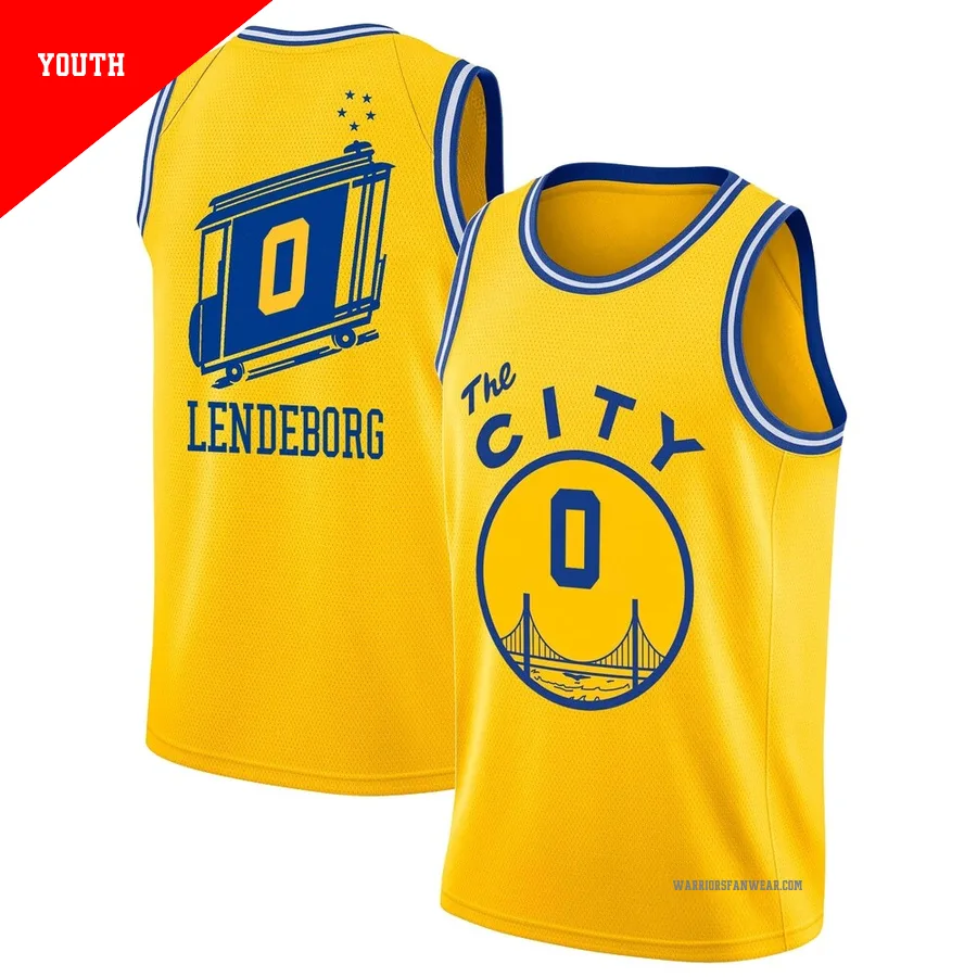 Yaxel Lendeborg ＃0 Golden State Warriors Swingman Gold Youth Hardwood Classics Jersey - The City Classic Edition